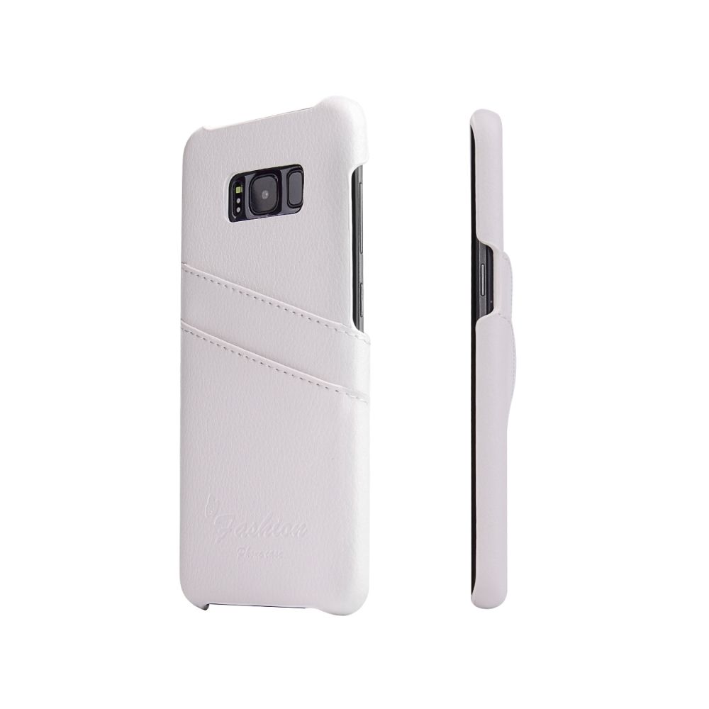 Wewoo - Fierre Shann Litchi Texture Etui en cuir véritable pour Galaxy S8, avec emplacements pour cartes (blanc) - Coque, étui smartphone