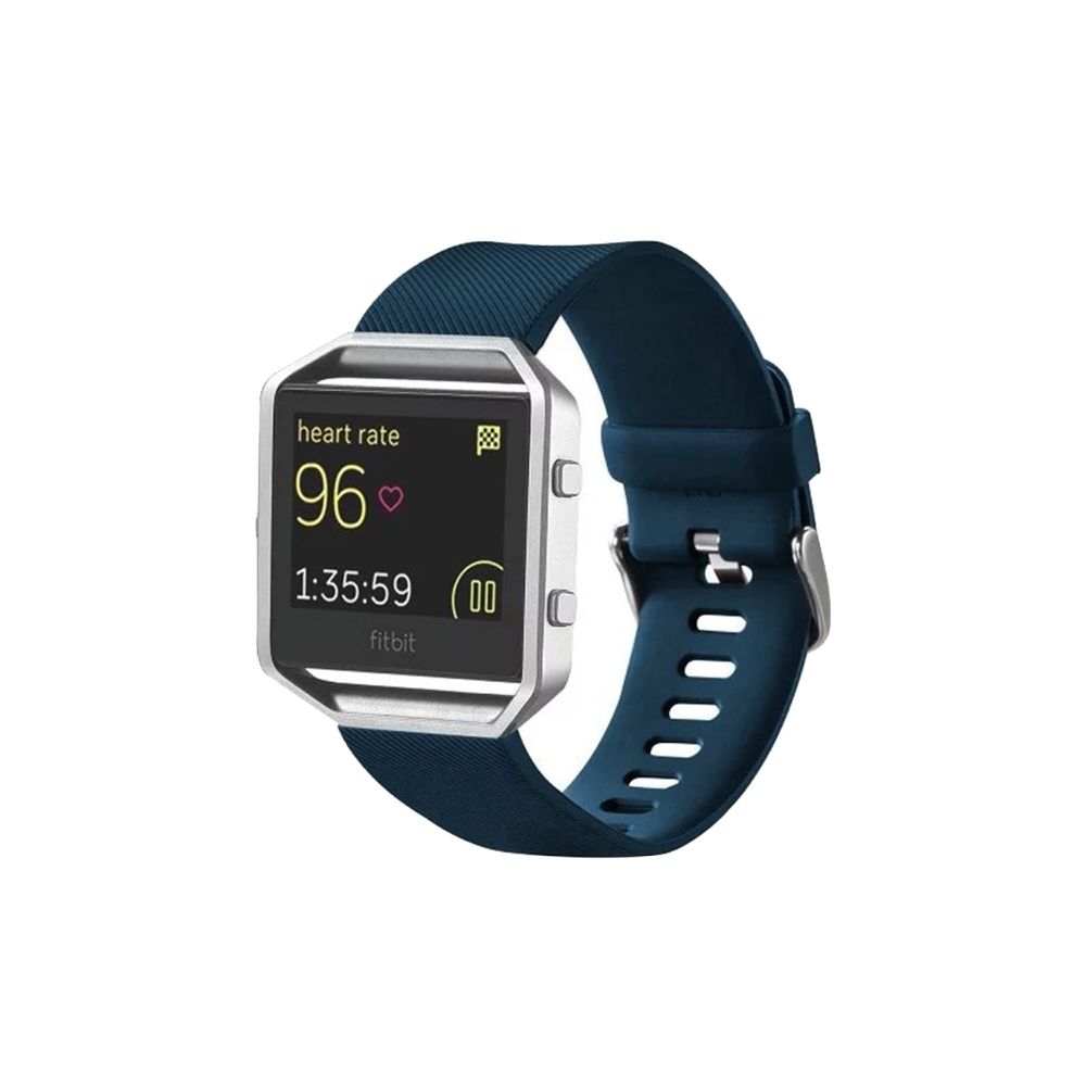 Wewoo - Bracelet bleu foncé pour Watchband Blaze Watch en silicone avec texture oblique, grande taille, longueur: 17-20cm - Bracelet connecté