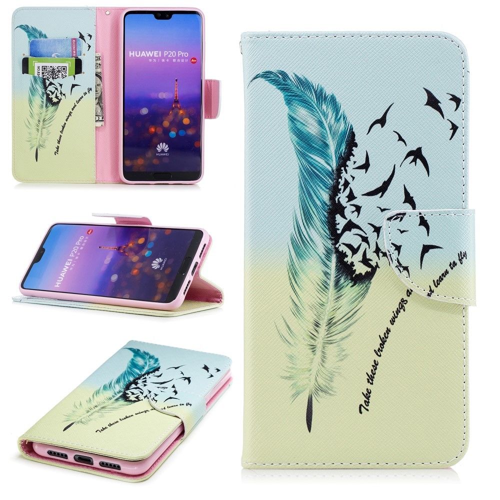 marque generique - Etui en PU  oiseaux en plumes et pour Huawei P20 Pro - Autres accessoires smartphone