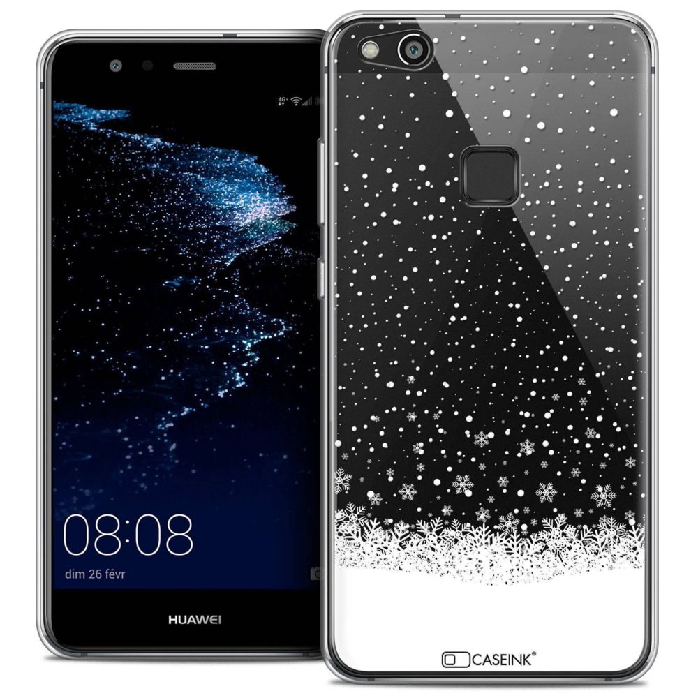 Caseink - Coque Housse Etui Huawei P10 LITE (5.2 ) [Crystal Gel HD Collection Noël 2017 Design Flocons de Neige - Souple - Ultra Fin - Imprimé en France] - Coque, étui smartphone