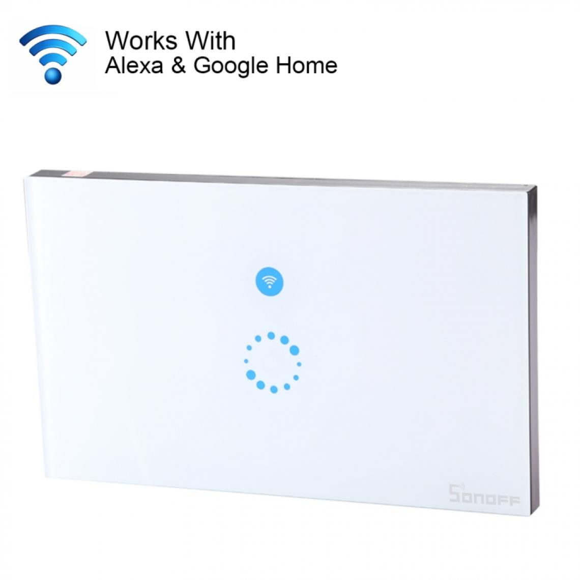 Wewoo - Prise Connectée Touch 120mm 1 Gang 1 Voie Verre Trempé Panneau Interrupteur Mural Smart Home Light Touch avec Alexa et Google Home, AC 90V-250V 400W 2A - Box domotique et passerelle