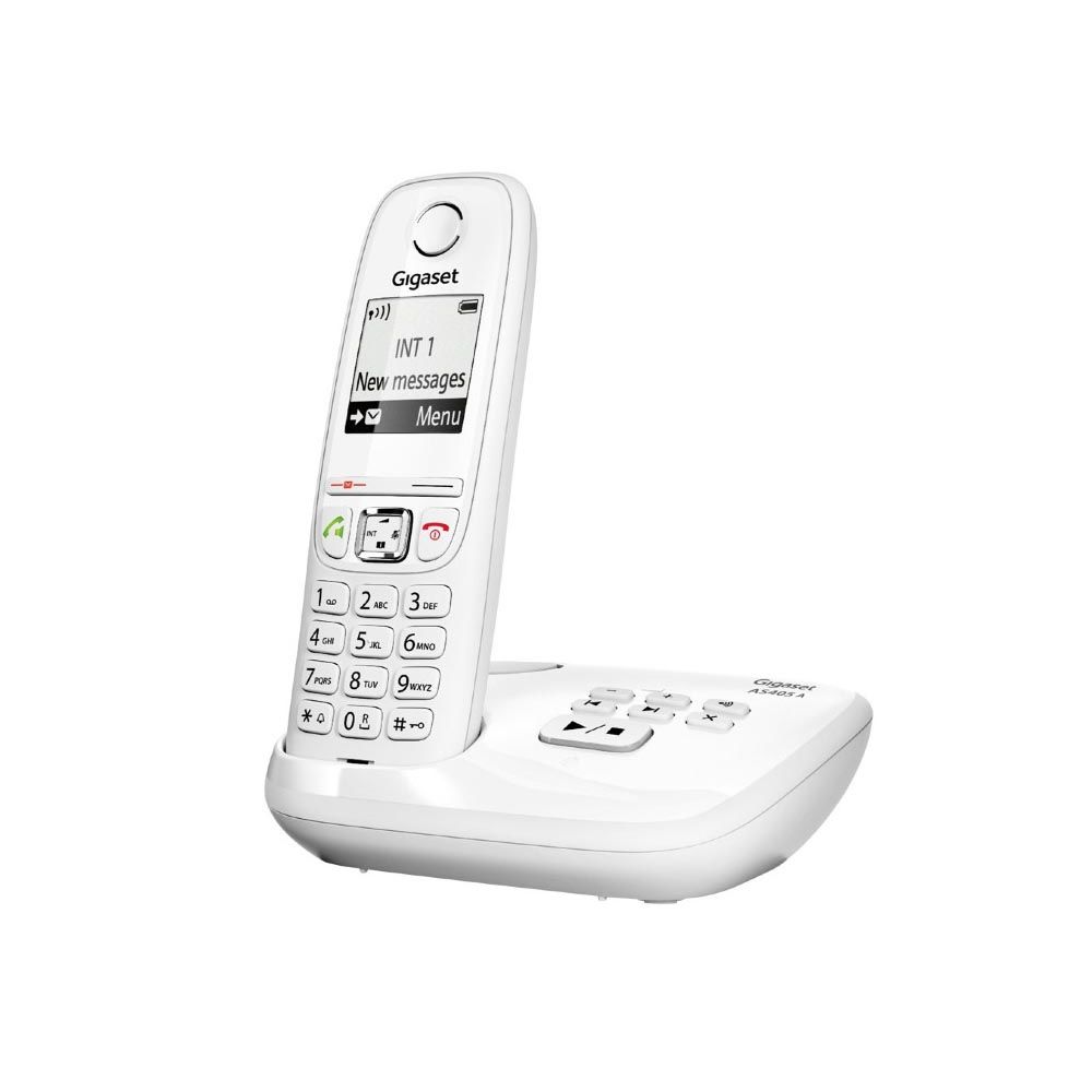 Gigaset - Téléphone sans fil avec répondeur - AS405A - Solo Blanc - Téléphone fixe sans fil
