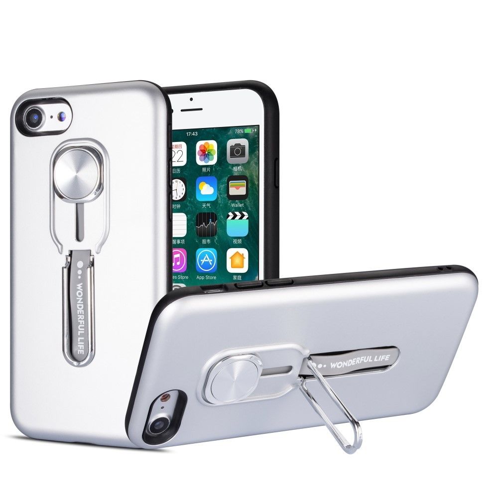 marque generique - Coque en TPU avec béquille en anneau magnétique argent pour votre Apple iPhone 7/8 4.7 pouces - Coque, étui smartphone