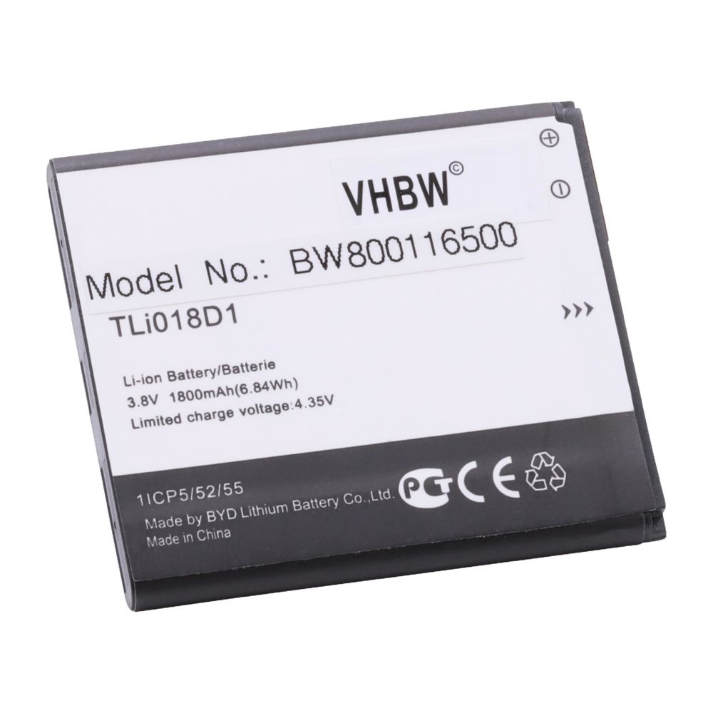 Vhbw - vhbw Li-Ion batterie 1800mAh (3.7V) pour téléphone portable mobil smartphone TCL One Touch OT-5038, OT-5038A, OT-5038D, OT-5038E, OT-5038X, Pop D5 - Batterie téléphone