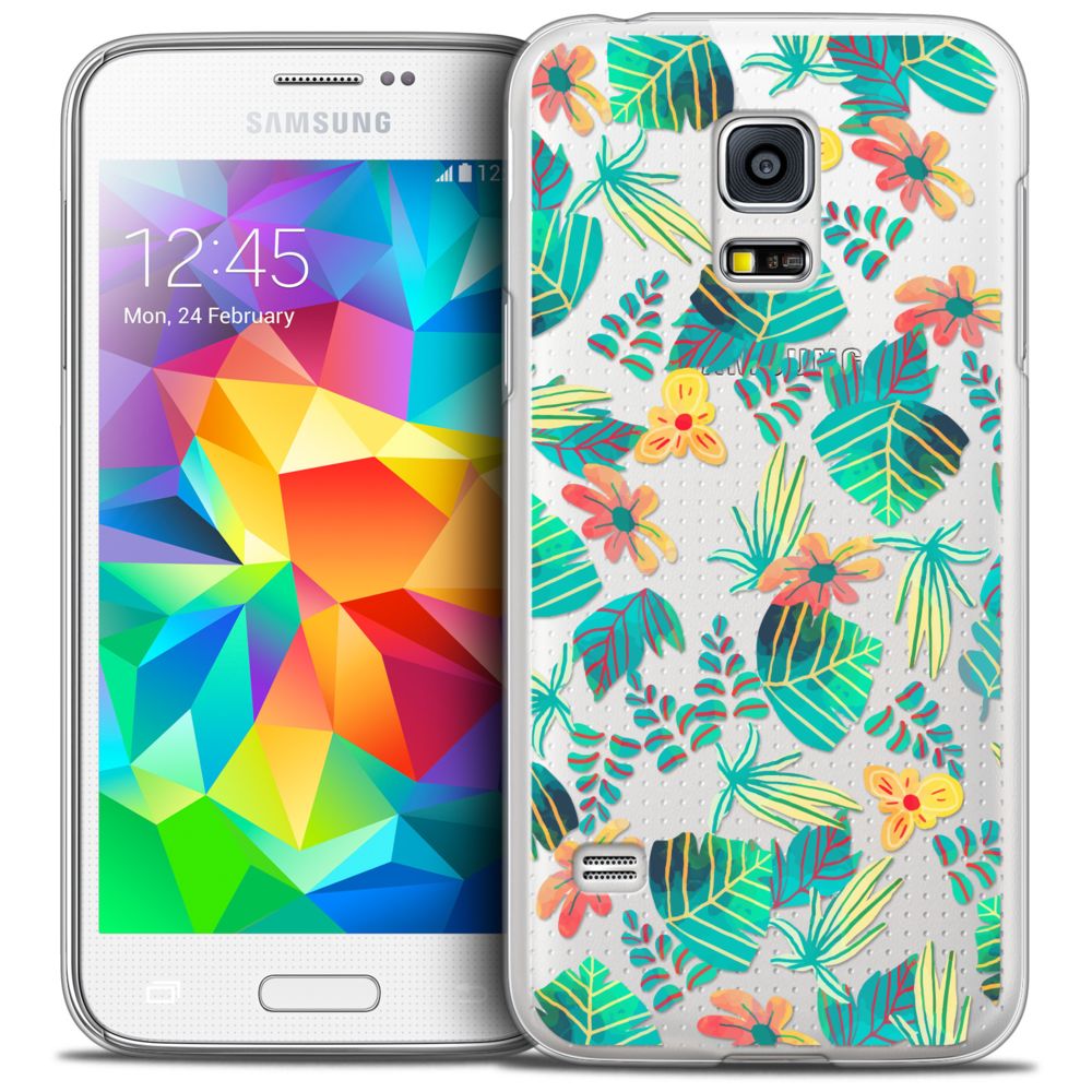 Caseink - Coque Housse Etui Samsung Galaxy S5 [Crystal HD Collection Spring Design Tropical - Rigide - Ultra Fin - Imprimé en France] - Coque, étui smartphone