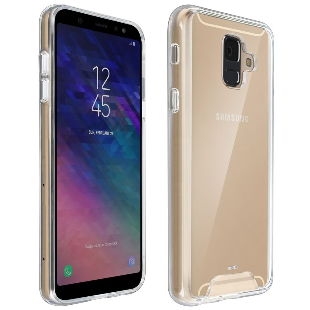 Avizar - Coque Samsung Galaxy A6 Coque Cristal Bi-matière - Transparent - Coque, étui smartphone