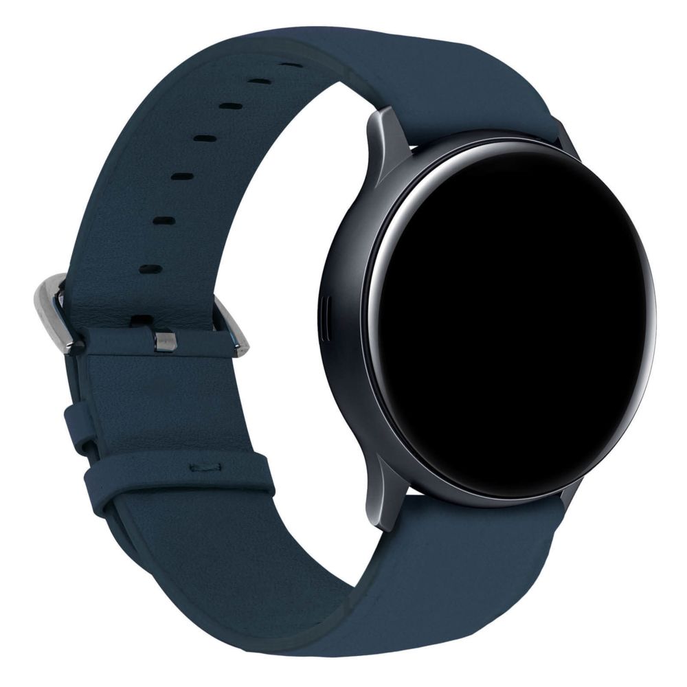 Avizar - Bracelet Galaxy Watch Active2 44mm Aspect Cuir Fermoir Boucle Ardillon Bleu nuit - Accessoires montres connectées