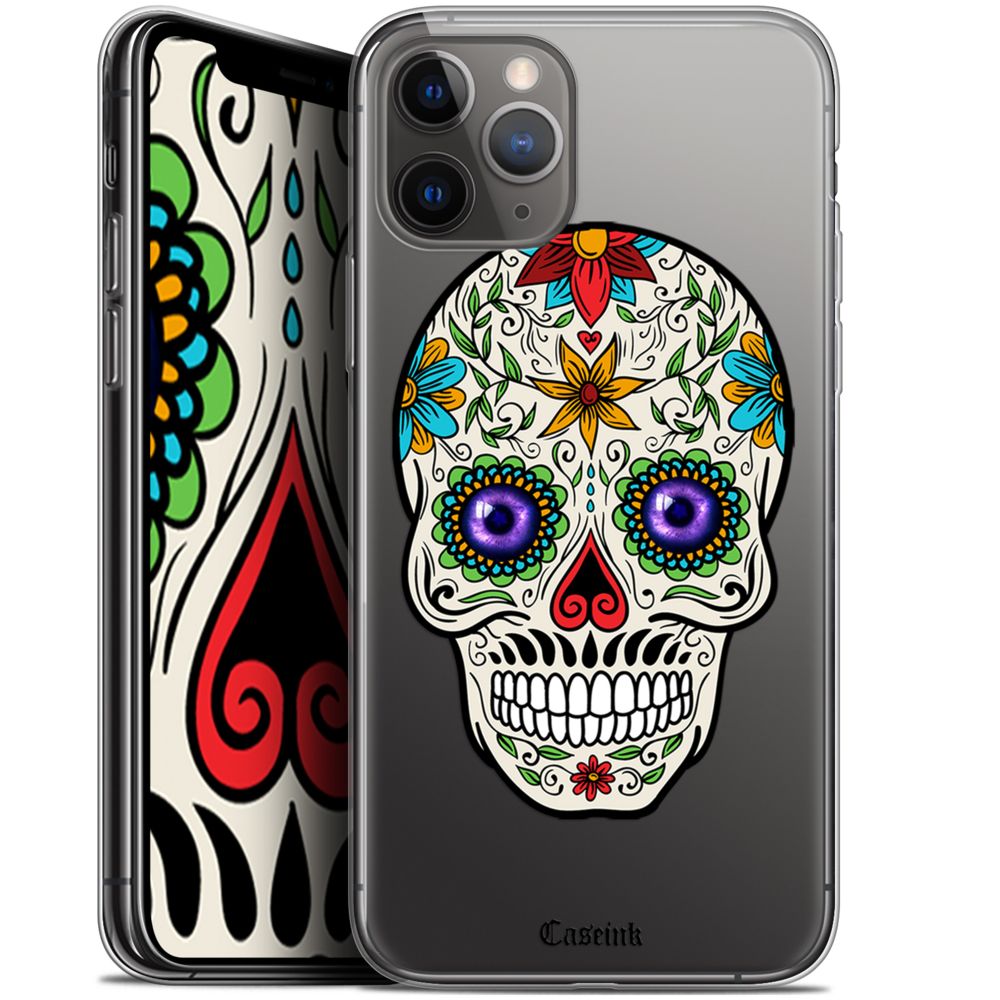 Caseink - Coque Pour Apple iPhone 11 Pro (5.8 ) [Gel HD Collection Skull Design Maria's Flower - Souple - Ultra Fin - Imprimé en France] - Coque, étui smartphone