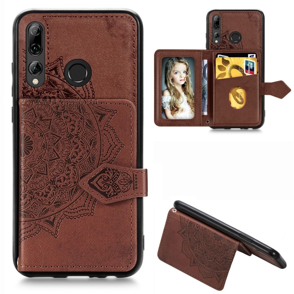 Wewoo - Coque Pour Huawei Enjoy 9S Mandala Embossed Magnetic Cloth PU + TPU + PC Case with Holder & Card Slots & Wallet & Photo Frame & Strap Brown - Coque, étui smartphone