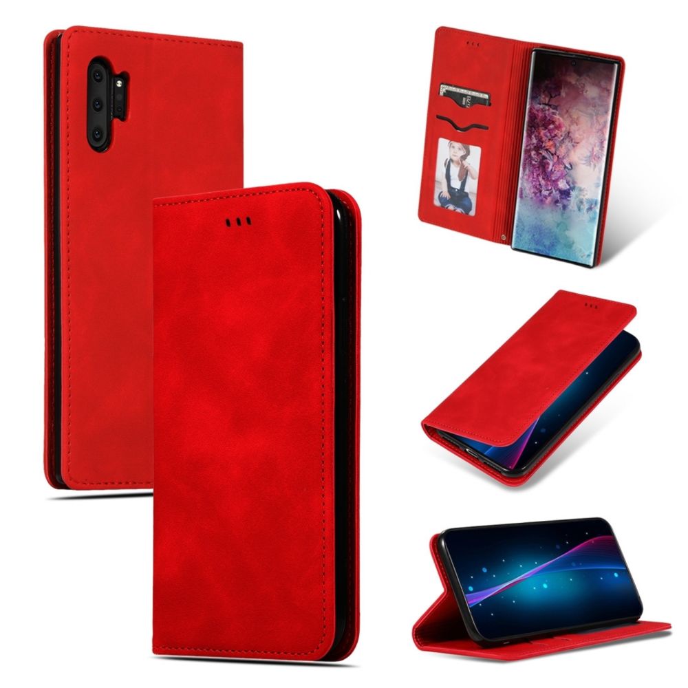 Wewoo - Housse Étui Coque Etui en cuir avec rabat horizontal magnétique Business Skin Feel pour Galaxy Note 10 Pro Rouge - Coque, étui smartphone