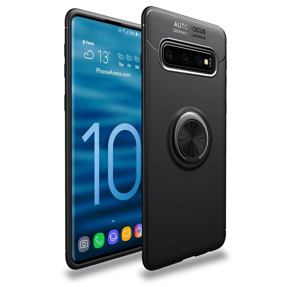 Wewoo - Coque Souple TPU Antichoc pour Galaxy S10 + avec support invisible Noir - Coque, étui smartphone