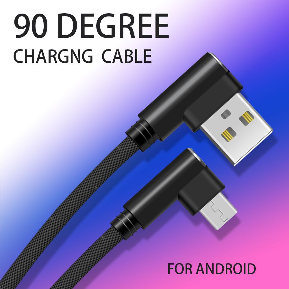 Shot - Cable Fast Charge 90 degres Micro USB pour SAMSUNG Galaxy S6 Edge Smartphone Android Connecteur Recharge Chargeur Universel (NOIR) - Chargeur secteur téléphone