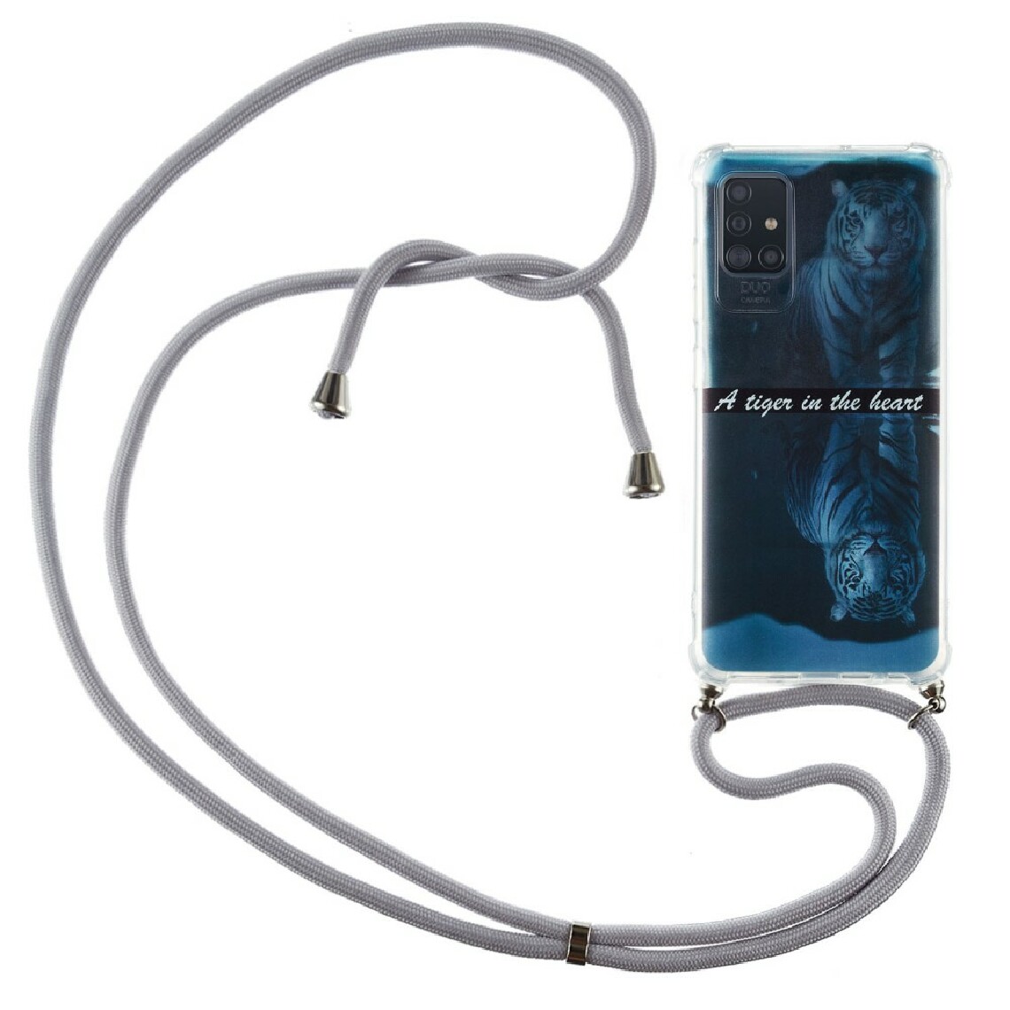 Other - Coque en TPU antichoc à motif avec lanière en textile tigre blanc pour votre Samsung Galaxy A41 (Global Version) - Coque, étui smartphone