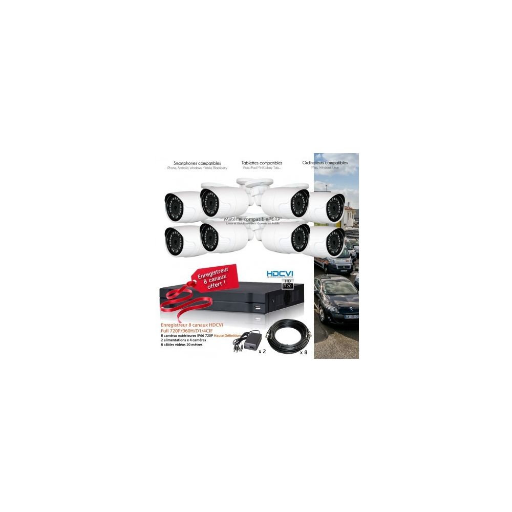 Dahua - Kit de vidéo surveillance HD avec 8 caméras extérieures 720P Capacité du disque dur - Disque dur de 1 To (+ 79 ) - Caméra de surveillance connectée