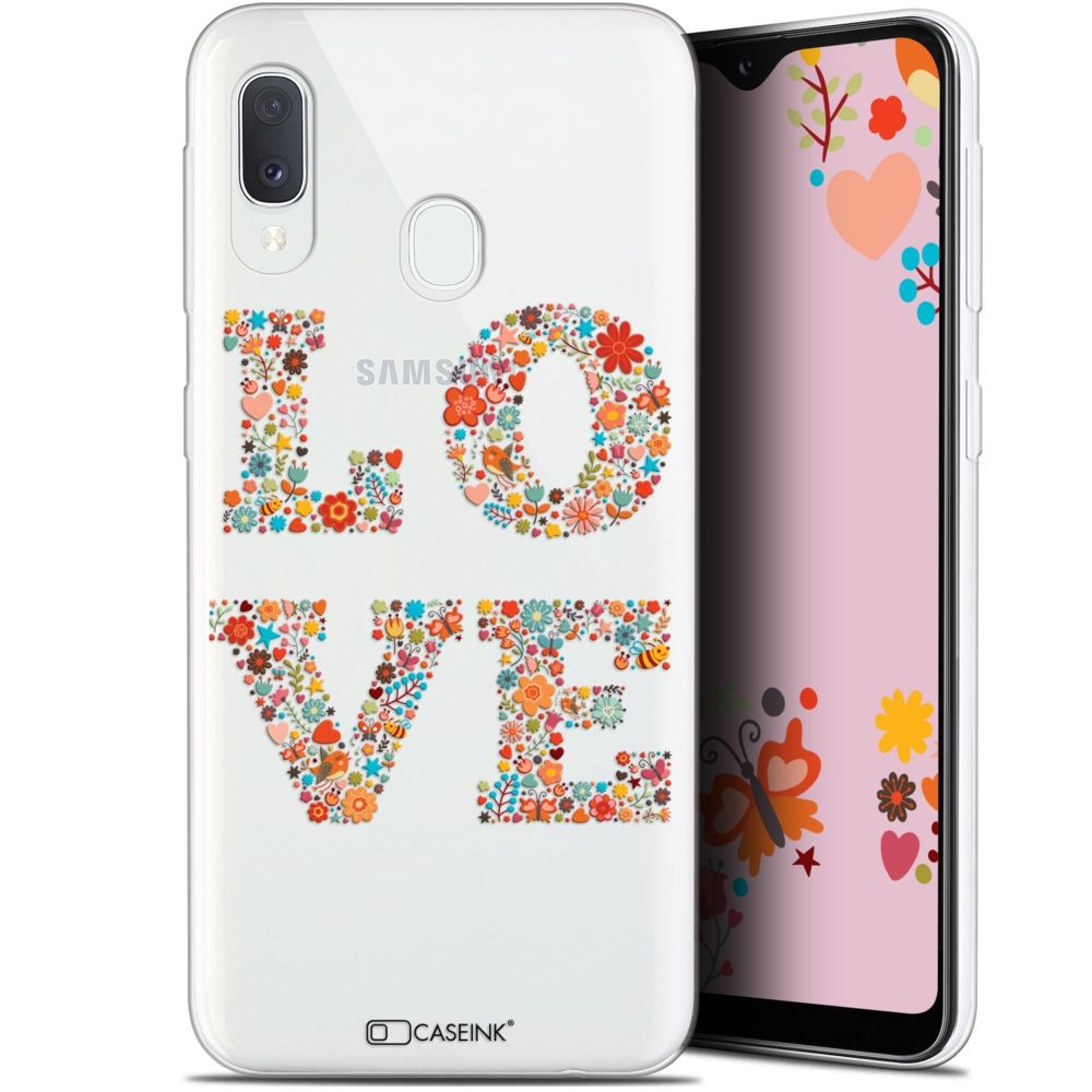 Caseink - Coque Pour Samsung Galaxy A20E (5.8 ) [Gel HD Collection Summer Design Love Flowers - Souple - Ultra Fin - Imprimé en France] - Coque, étui smartphone
