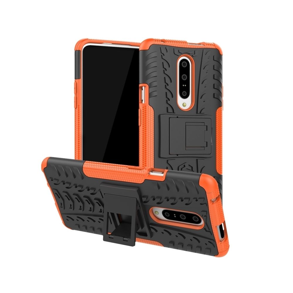 Wewoo - Coque Souple antichoc pour téléphone Texture TPU + PC OnePlus 7 avec support Orange - Coque, étui smartphone