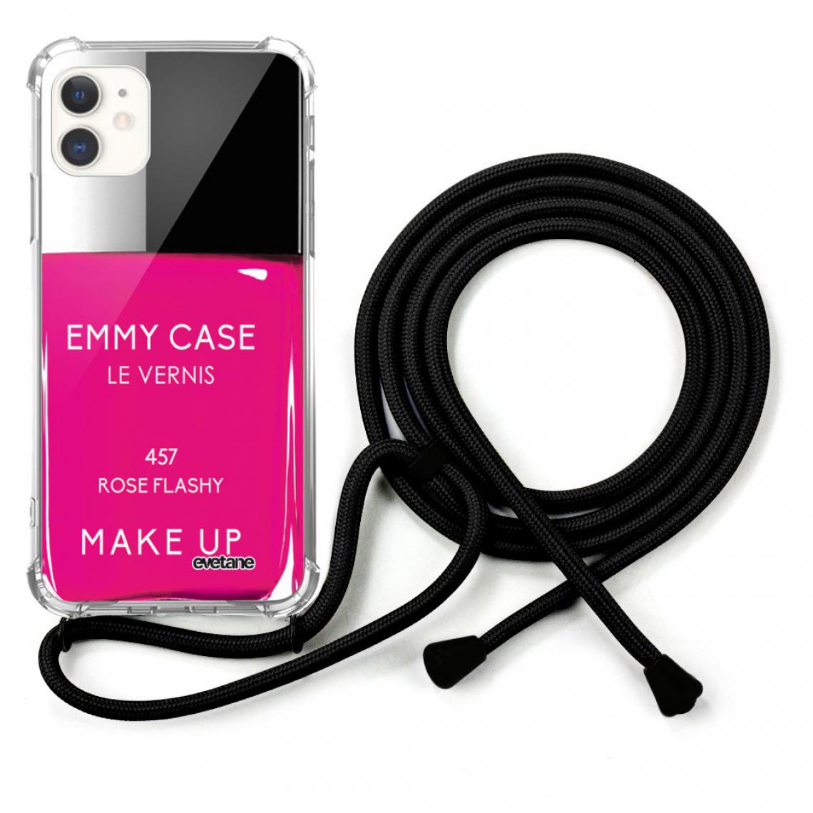 Evetane - Coque iPhone 12 Mini coque avec cordon Vernis Rose - Coque, étui smartphone