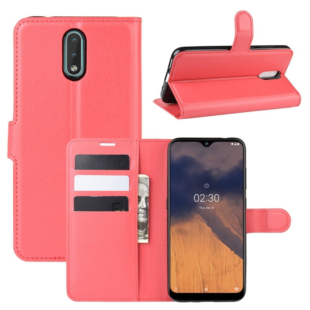 Wewoo - Housse Coque Pour Nokia 2.3 Litchi Texture de protection à rabat horizontal avec support et fentes cartes et portefeuille rouge - Coque, étui smartphone