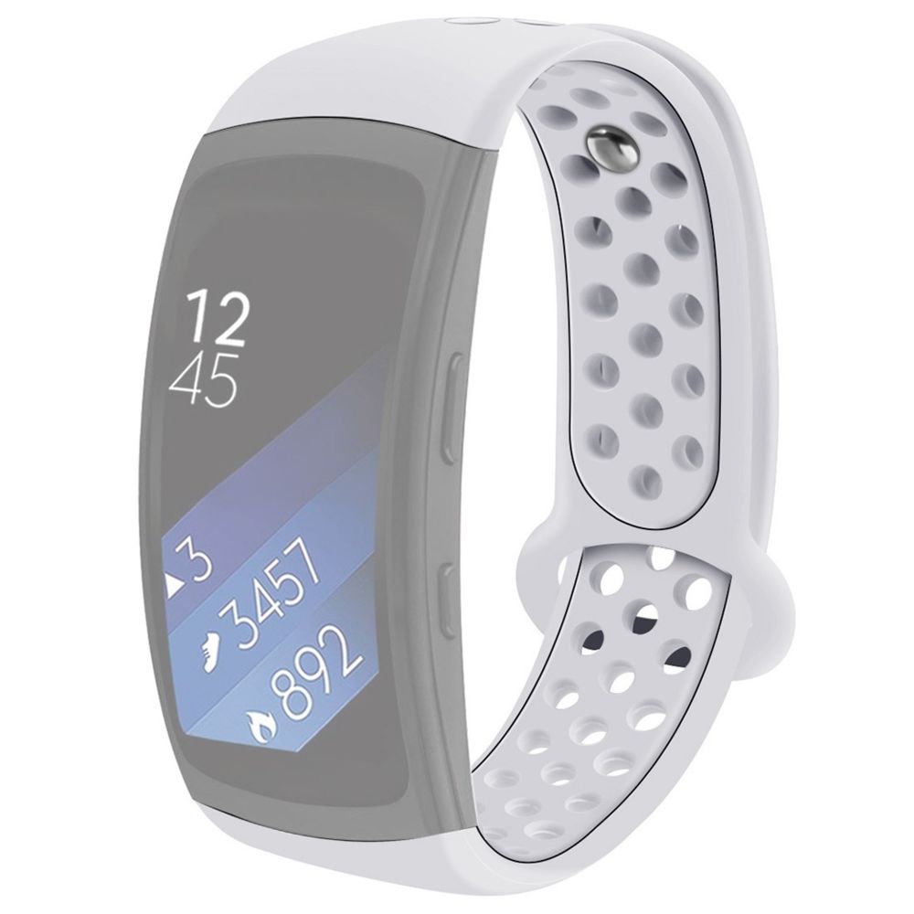 Wewoo - Bracelet pour montre connectée Gear Fit2 / Fit2 Pro Smart Watch Multiaperture en silicone bicolore de poignet Blanc - Bracelet connecté