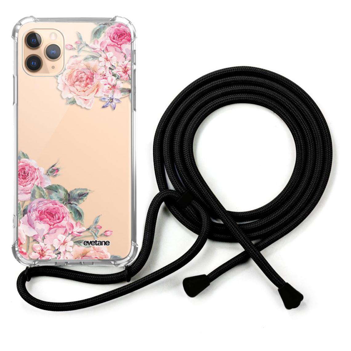 Evetane - Coque iPhone 11 Pro coque avec cordon transparente Roses roses - Coque, étui smartphone
