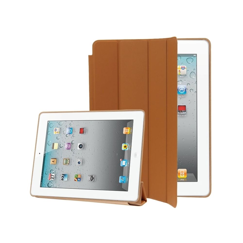 Wewoo - Smart Cover marron pour iPad 4 / nouvel 3 / 2 Étui en cuir à 4 pochettes Slim Smart Cover avec support et Fonction veille / réveil - Coque, étui smartphone