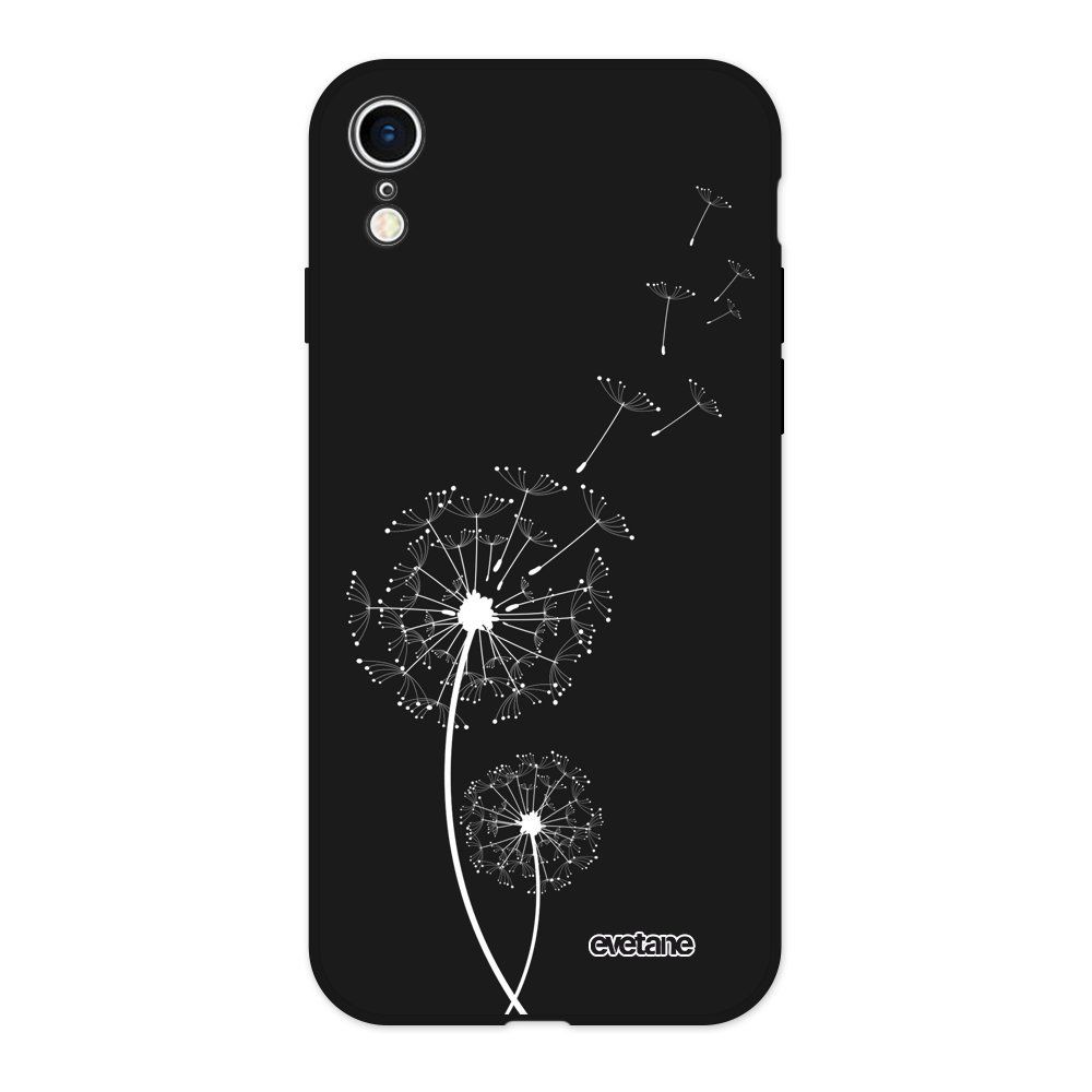 Evetane - Coque iPhone Xr Silicone Liquide Douce noir Pissenlit blanc Ecriture Tendance et Design Evetane - Coque, étui smartphone