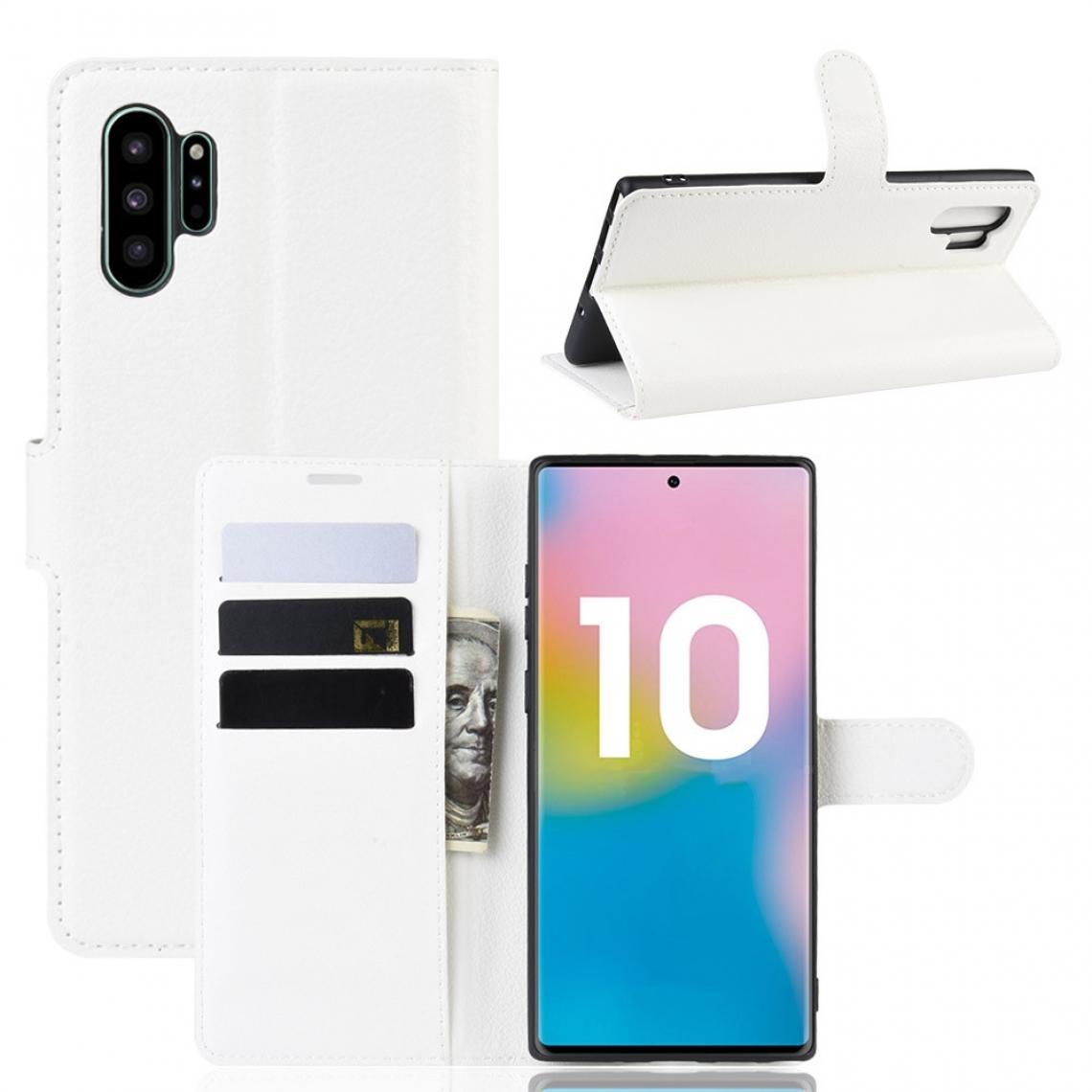 Wewoo - Housse Coque Étui en cuir à rabat horizontal Texture Litchi pour Galaxy Note 10 Proavec porte-monnaie et étuiainsi que fentes cartes blanc - Coque, étui smartphone