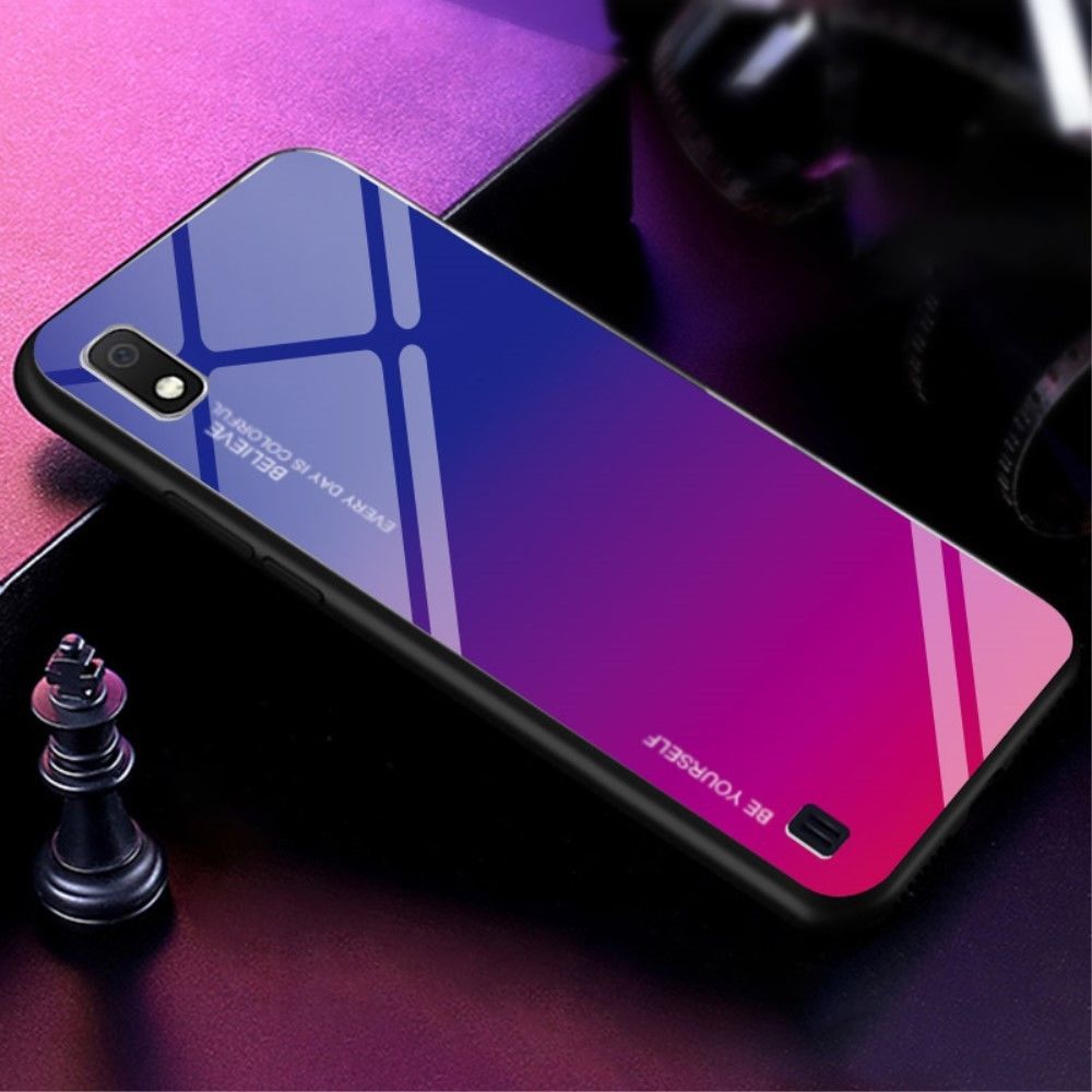 marque generique - Coque en TPU verre hybride dégradé bleu/rose pour votre Samsung Galaxy A10 - Coque, étui smartphone