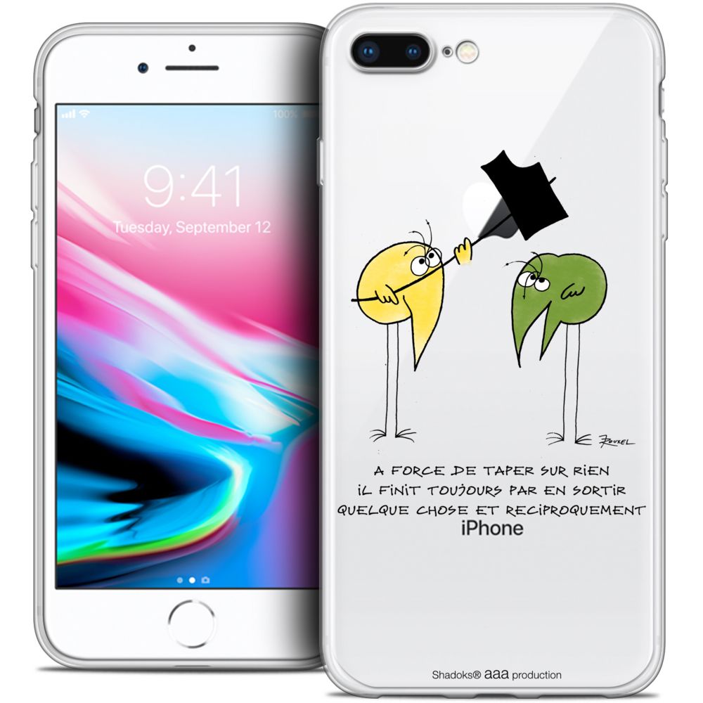 Caseink - Coque Housse Etui Apple iPhone 8 Plus (5.5 ) [Crystal Gel HD Collection Les Shadoks ? Design A Force - Souple - Ultra Fin - Imprimé en France] - Coque, étui smartphone