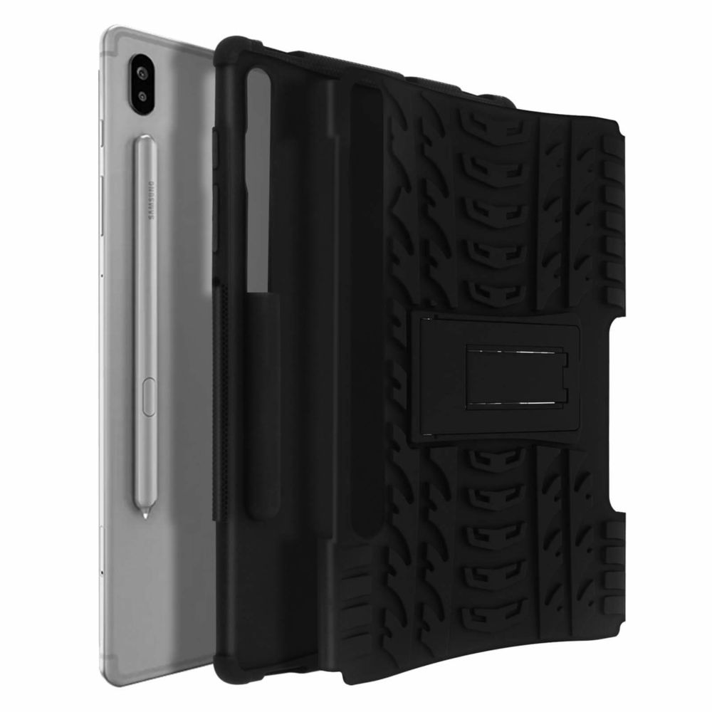 Avizar - Coque Galaxy Tab S6 10.5 Rigide Silicone Antichoc Béquille Support Noir - Coque, étui smartphone