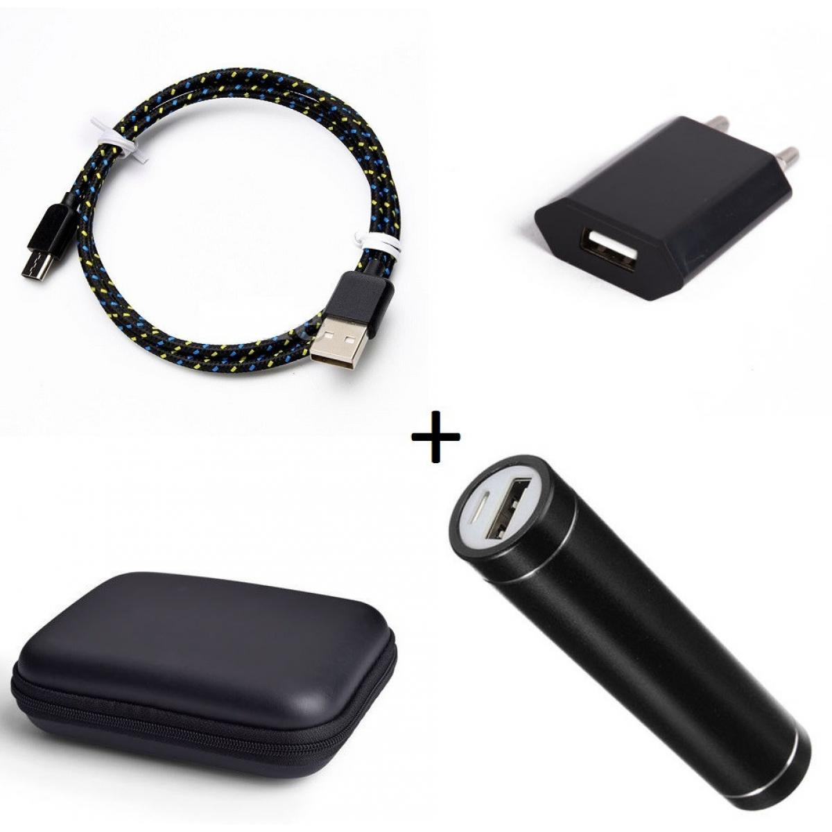 Shot - Pack pour HUAWEI Mate 20 (Cable Chargeur Type C Tresse 3m + Pochette + Batterie + Prise Secteur) Android (NOIR) - Chargeur secteur téléphone