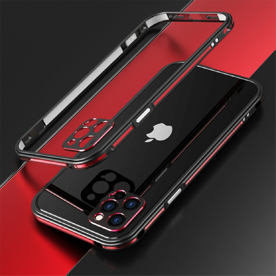 Other - Bumper en métal couleur de contraste anti-chute noir/rouge pour votre Apple iPhone 12 Pro Max - Coque, étui smartphone