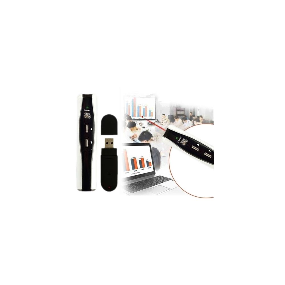 Wewoo - Télécommande noir 2.4GHz Présentation multimédia à distance PowerPoint Clicker Handheld Controller Pen avec récepteur USB, distance de contrôle: 20m - Accessoires de motorisation