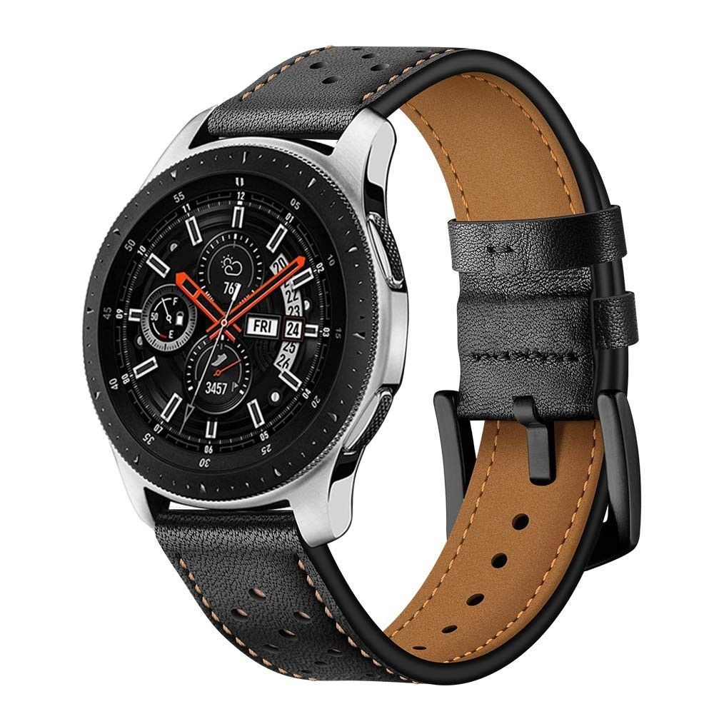 Wewoo - Bracelet pour montre connectée appliquer la sangle de sport à œillets en cuir Samsung Galaxy Watch Active 20 mm Noir - Bracelet connecté