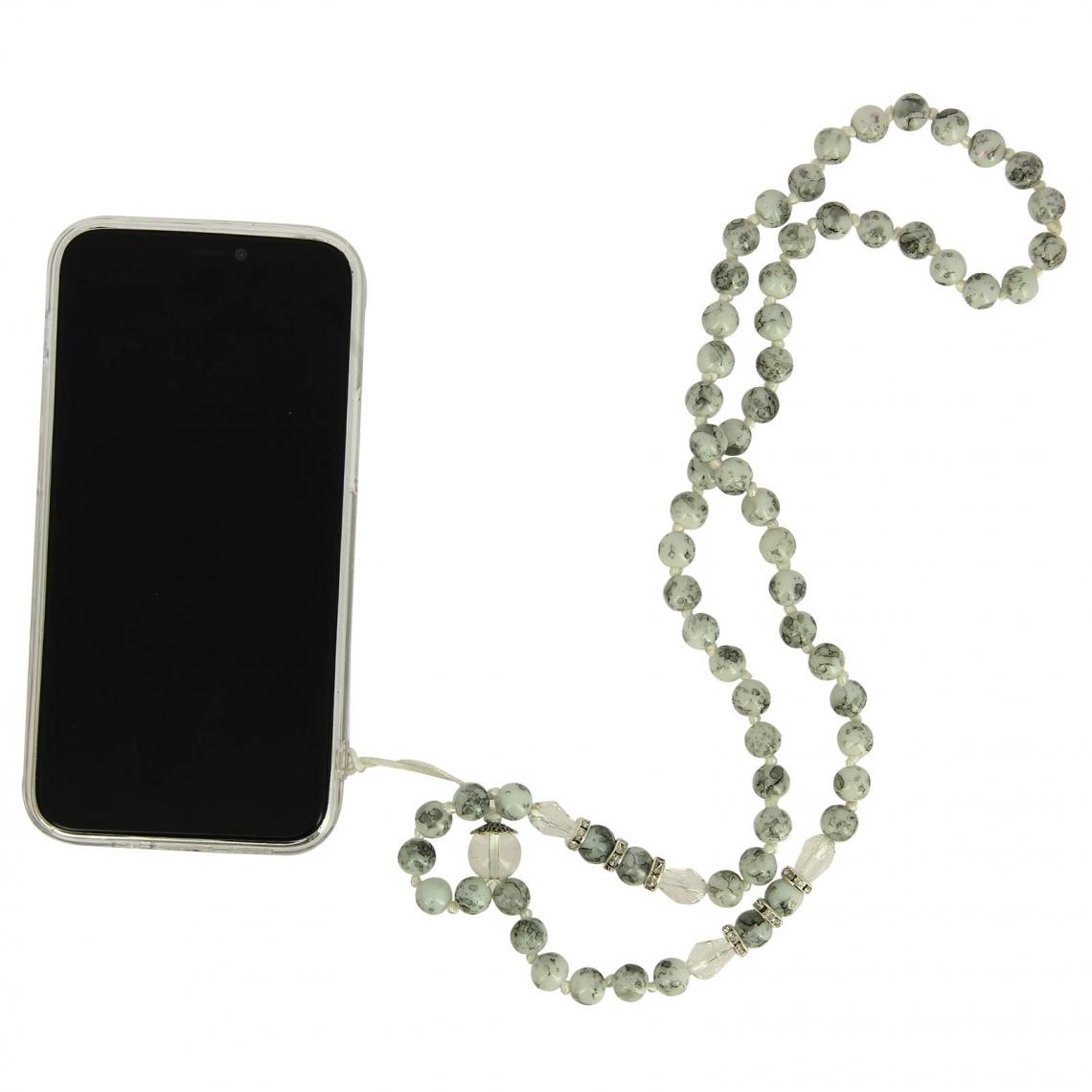 Avizar - Bijou de Téléphone Bracelet à Perle Marbre 80cm Collection Marble Blanc - Autres accessoires smartphone