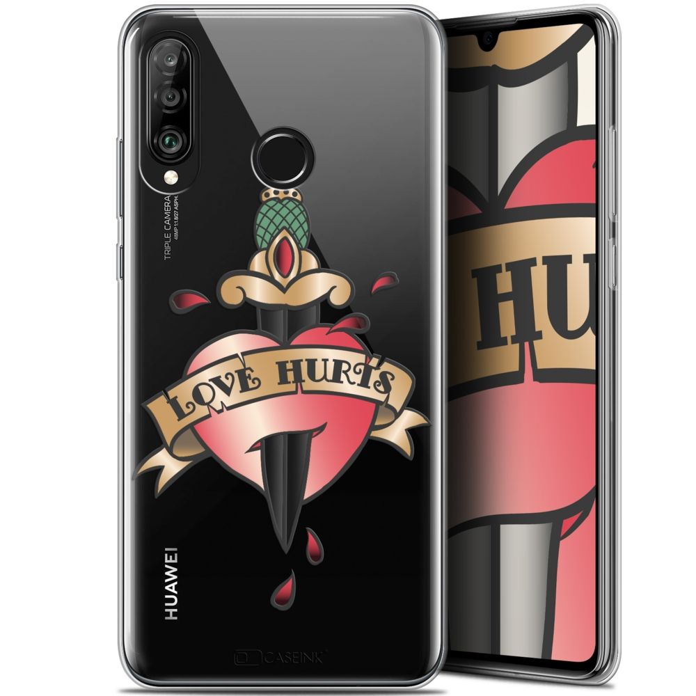 Caseink - Coque Pour Huawei P30 Lite (6.2 ) [Gel HD Collection Tatoo Lover Design Love Hurts - Souple - Ultra Fin - Imprimé en France] - Coque, étui smartphone