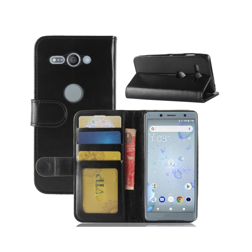 Wewoo - Housse Étui noir pour Sony Xperia XZ2 Compact PU + TPU Crazy Horse Texture horizontale Flip en cuir avec portefeuille & titulaire et fentes cartes - Coque, étui smartphone