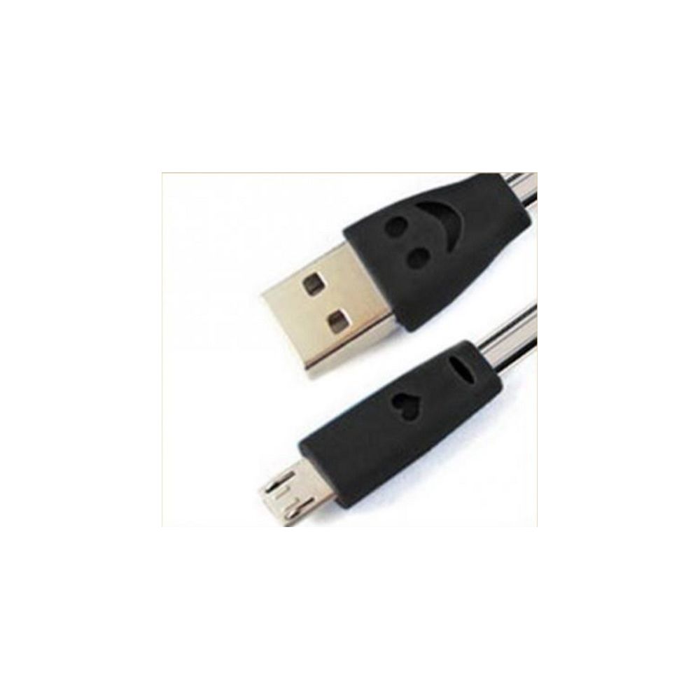 Shot - Cable Smiley Micro USB pour HTC Desire 12 LED Lumiere Android Chargeur USB Smartphone Connecteur (NOIR) - Chargeur secteur téléphone