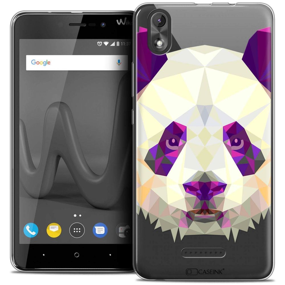 Caseink - Coque Housse Etui Wiko Lenny 4 PLUS (5.5 ) [Crystal Gel HD Polygon Series Animal - Souple - Ultra Fin - Imprimé en France] Panda - Coque, étui smartphone