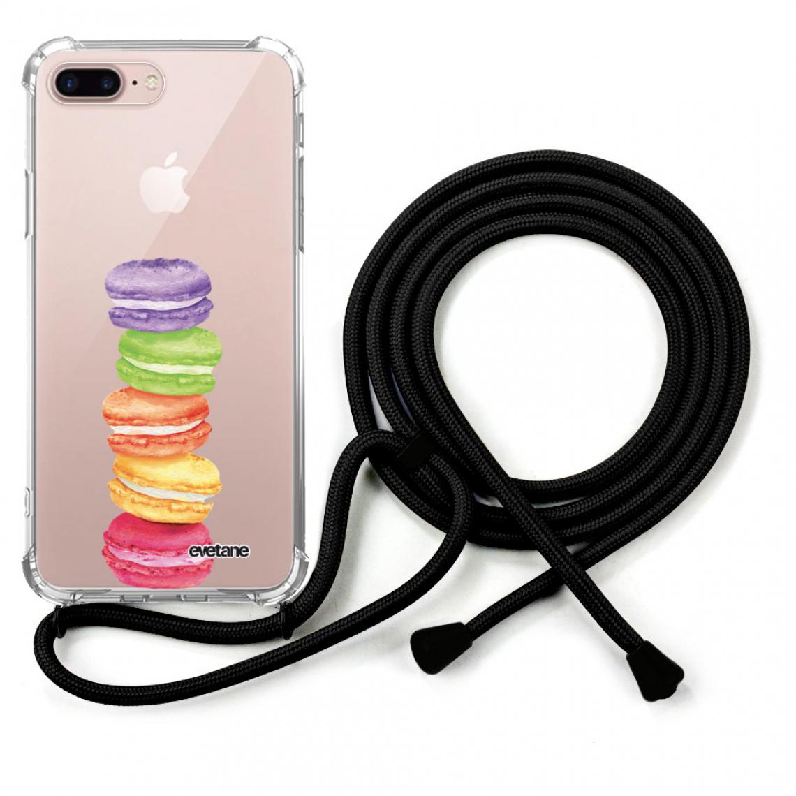 Evetane - Coque iPhone 7 Plus /8 Plus coque avec cordon transparente Macarons - Coque, étui smartphone