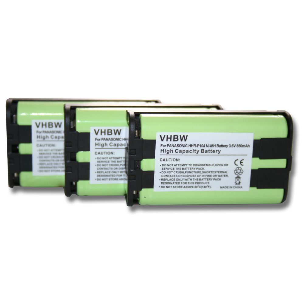 Vhbw - Lot de 3 batteries vhbw 850mAh pour téléphone fixe sasn fil Panasonic KX-FG5210, KX-FG5212, KX-FG5213, KX-FG6550, KX-FGP378, KX-FGP379 - Batterie téléphone
