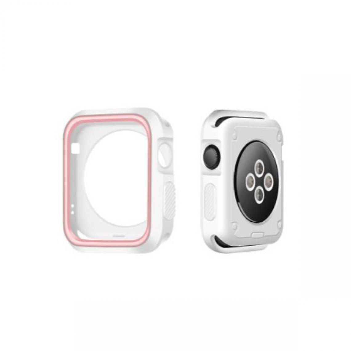 Phonecare - Coque Military Anti-impact DoubleColor pour Apple Watch Seriess 5 - 40mm - Blanc / rose - Coque, étui smartphone