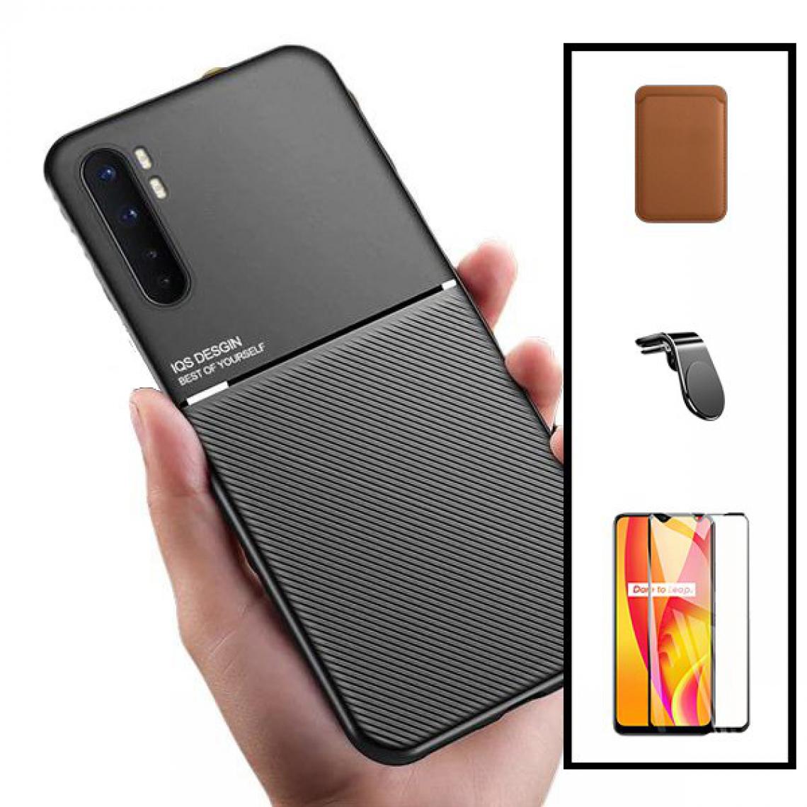 Phonecare - Kit Coque Magnetic Lux + Magentic Wallet Marron + 5D Full Cover + Support Magnétique L Safe Driving - Xiaomi Mi Note 10 Lite - Coque, étui smartphone