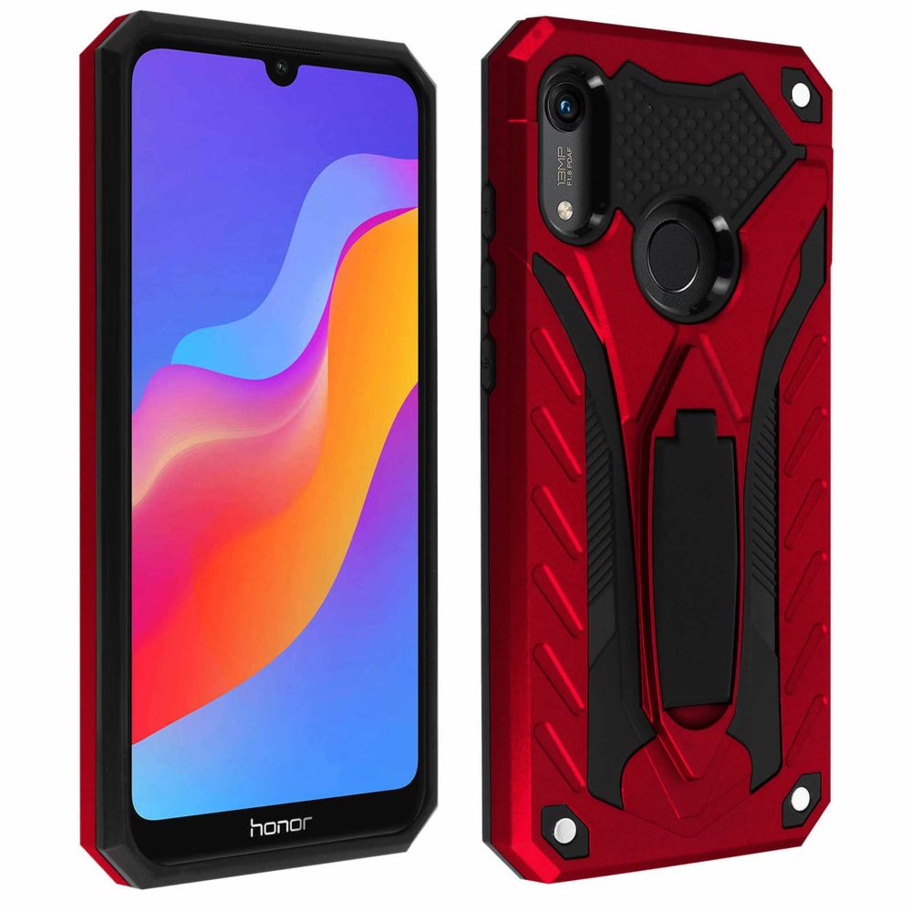 Avizar - Coque Huawei Y6 2019 / Y6S / Honor 8A Bi-matière Antichoc Fonction Support Rouge - Coque, étui smartphone
