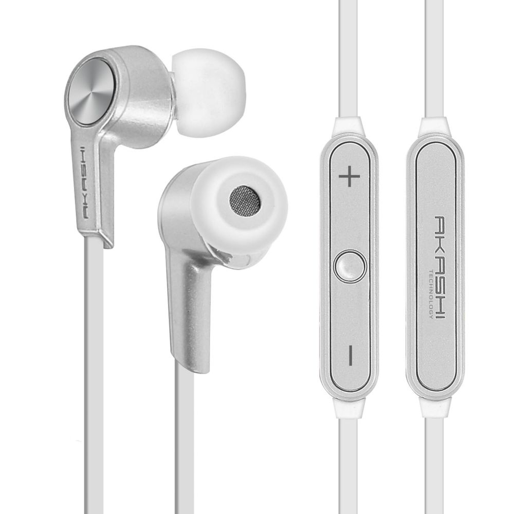 Akashi - Écouteurs Bluetooth Intra-auriculaires Audio HD Akashi - Argent - Oreillette bluetooth