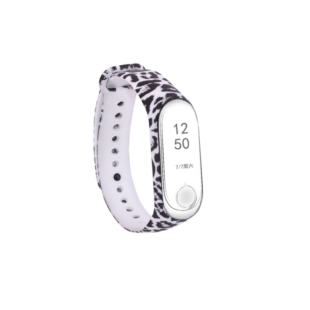 Wewoo - Bande de montre bracelet en silicone blanc motif léopard pour Xiaomi Mi Band 3, compatible avec Mi Band 3 CA3657B - Bracelet connecté