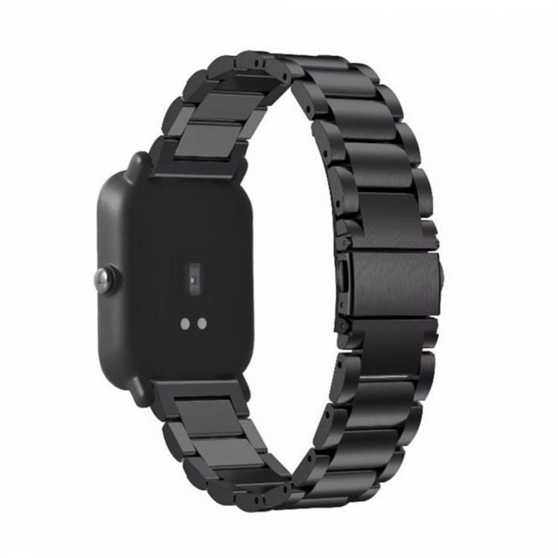 Phonecare - Bracelet en Acier Inoxydable Taille Ajustable Avec Fermoir par Clic + Outil pour GTS Amazfit - Noir - Autres accessoires smartphone