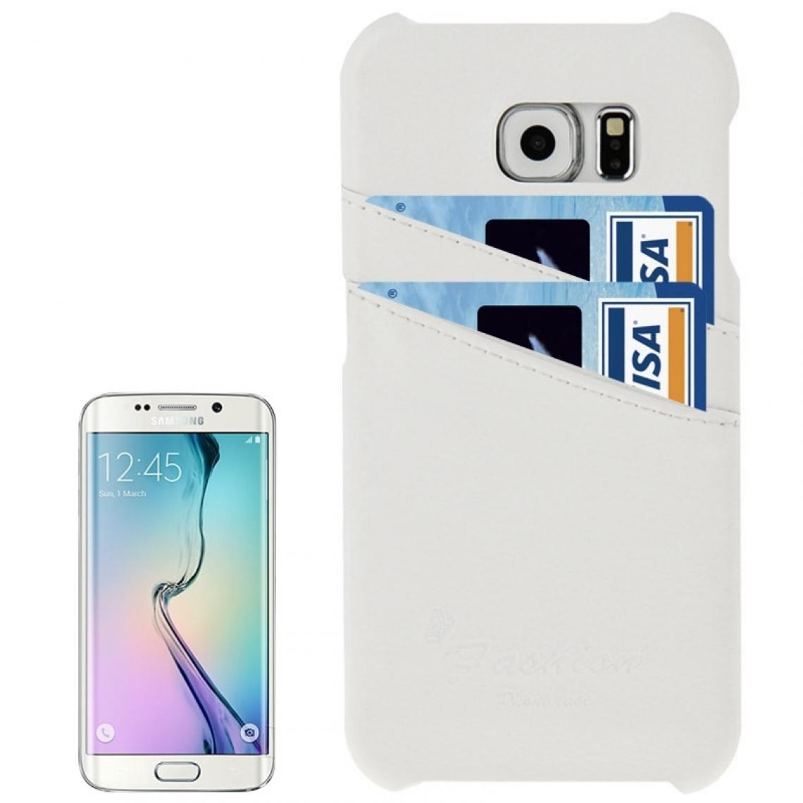 Wewoo - Housse Pour Galaxy S6 Edge / G925 Litchi Texture de protection en cuir véritable avec fentes cartes & logo de la mode blanc - Coque, étui smartphone