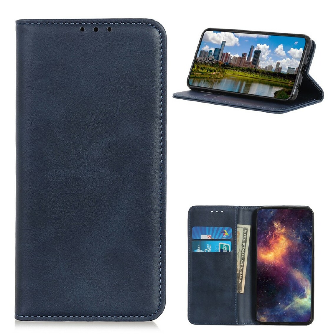 Other - Etui en PU fractionnement auto-absorbé avec support bleu pour votre Huawei Y9a - Coque, étui smartphone