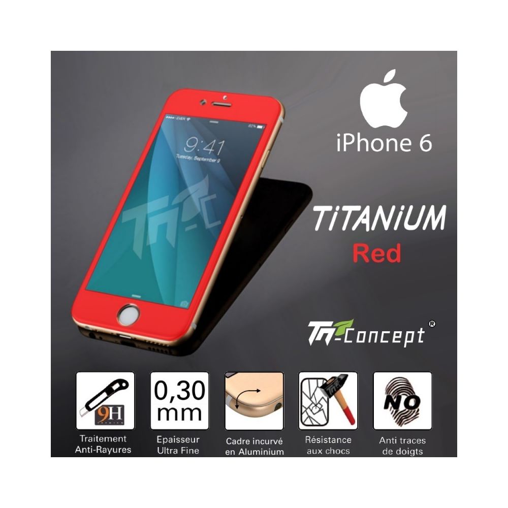 Tm Concept - iPhone 6 / 6S - Vitre de Protection Titanium - 5 Couleurs Rouge - Protection écran smartphone